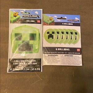Minecraft Mojang Party Balloons 1 Foil Balloon & 6 Regular Balloons NEW